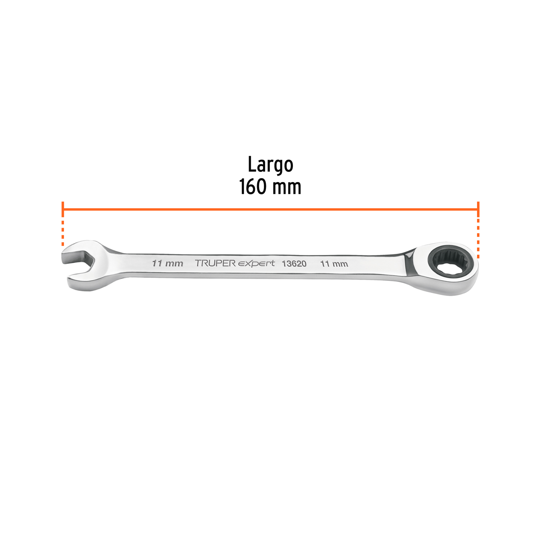 LL-2011MX+FC2 Llave combinada con matraca 11mm x 160 mm largo, Expert - Imagen 1