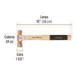 Martillo pulido de bola 24 oz mango hickory, Truper Grip TRUPER - Imagen 4