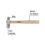 Martillo pulido de bola 24 oz mango madera, PRETUL - Imagen 3