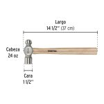 Martillo pulido de bola 24 oz mango madera, PRETUL - Imagen 4